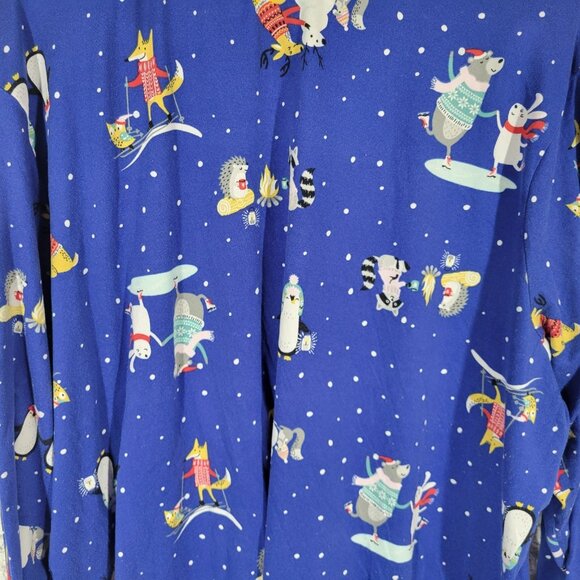 Secret Treasures Womens Pajama Top 3X Plus Poly Blend Blue Animals NOV181E - Picture 6 of 8